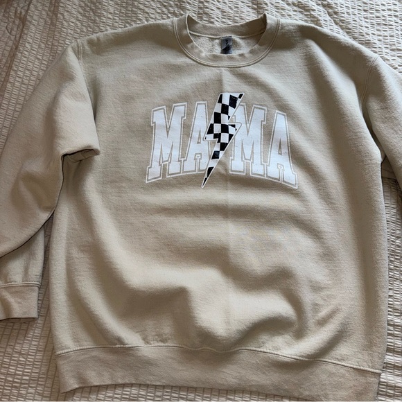 Gildan Tops - Tan MAMA Crew Neck Sweatshirt large